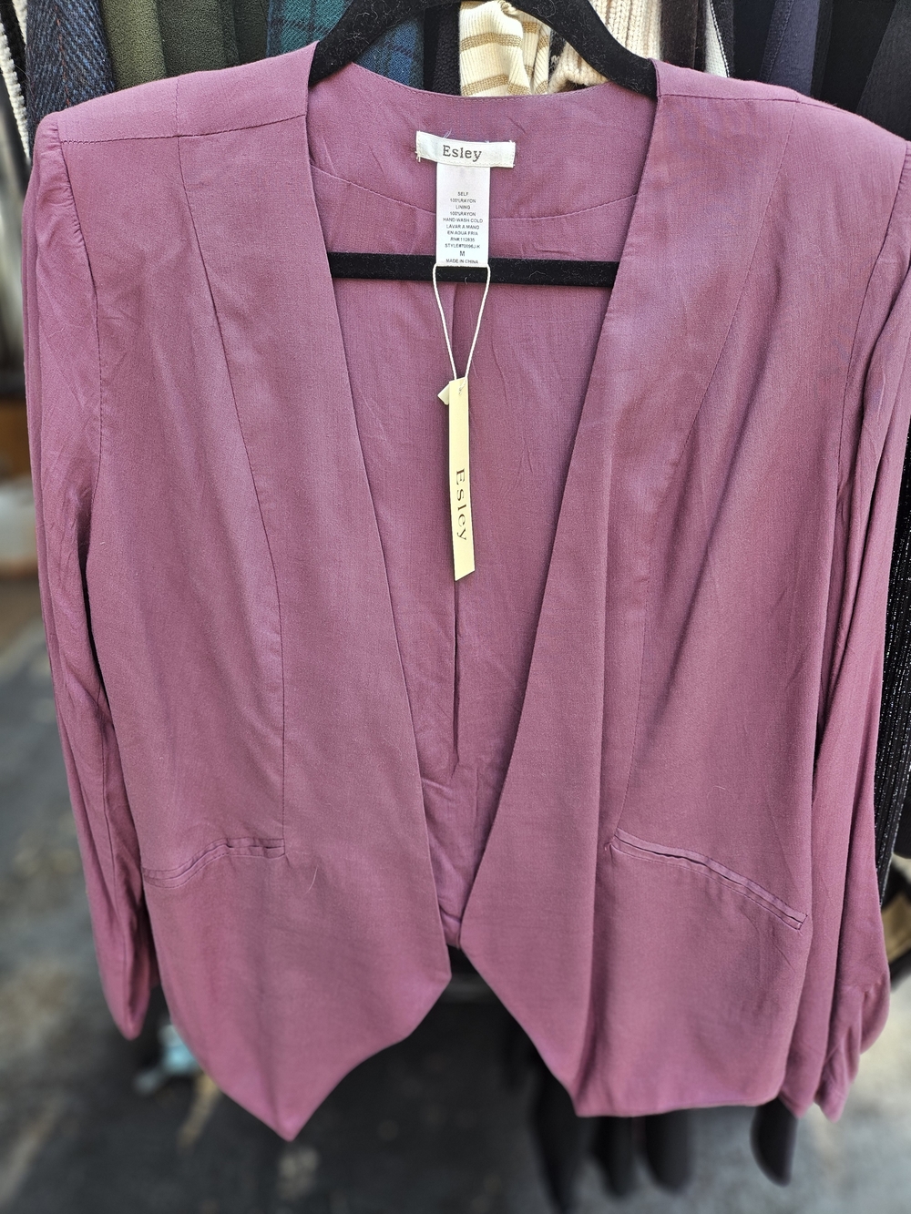 Esley Mauve Draped Open-Front Blazer